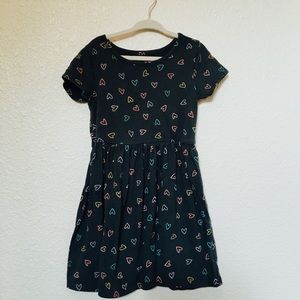 SOLD XS 4/5 Cat & Jack Deep Grey Jersey Dress with Rainbow Hearts